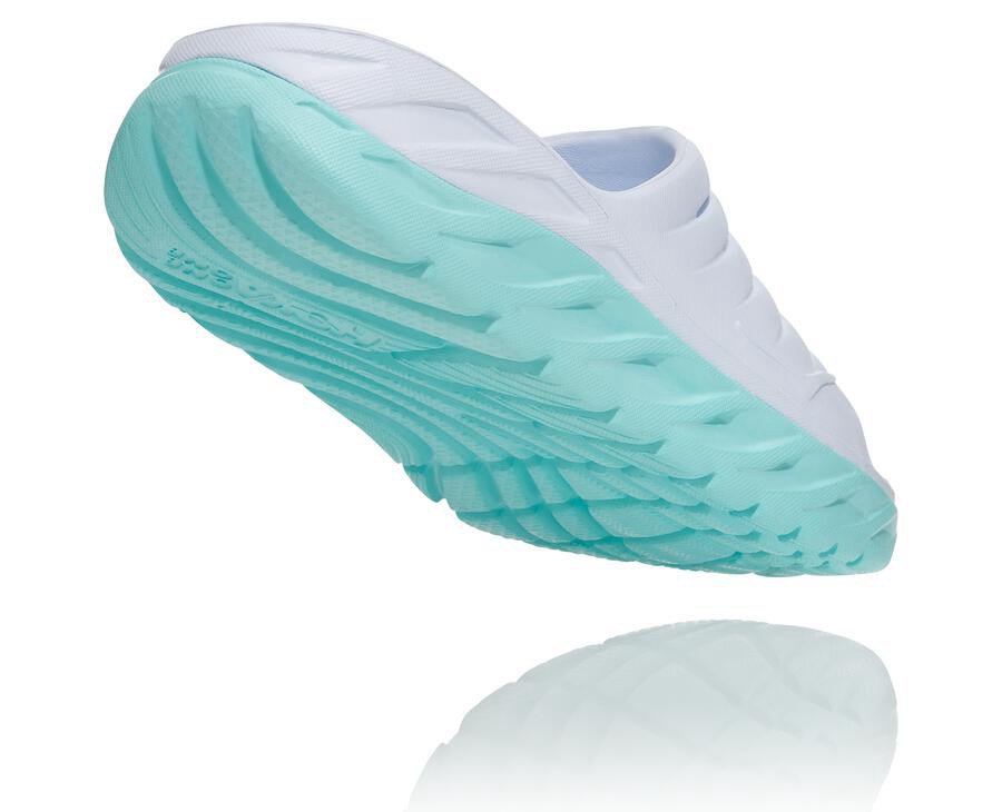 Chanclas Hoka One One Mujer - Ora Recovery - Blancas/Azules - JFQ157302